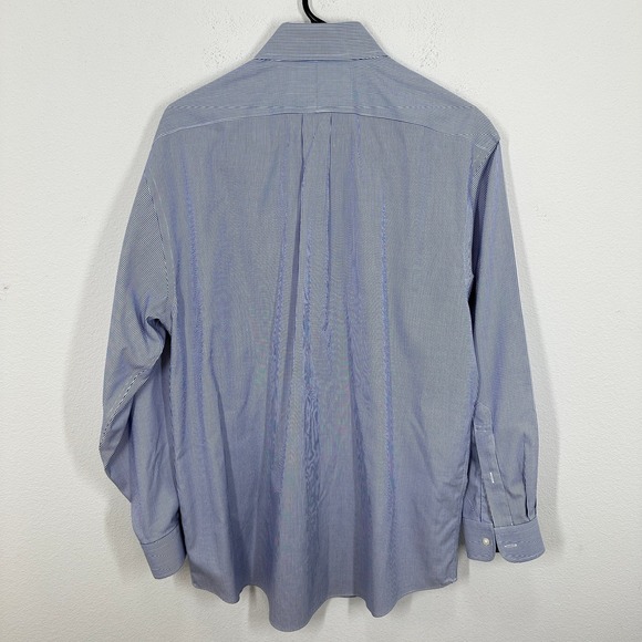 Jos A Bank Traveler Mens Button Down Shirt Blue White Stripe Traditional 16 33 - Picture 10 of 10